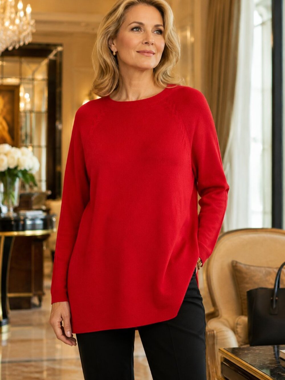 MaxMara Marina Rinaldi Adamello Sweater Bordeaux Red Large NWT